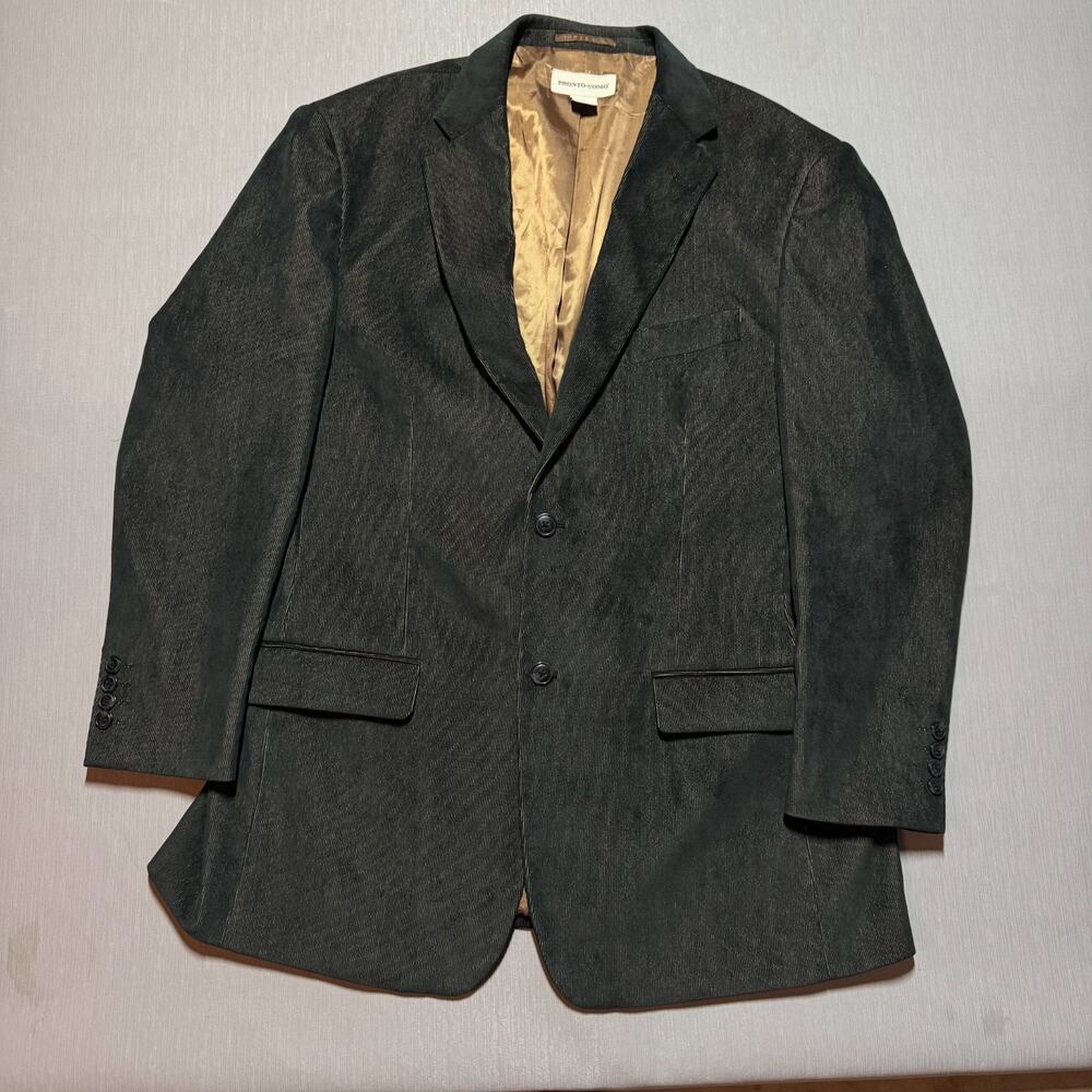 PRONTO UOMO Corduroy Jacket XL 44R-46R Blazer Men Green Tan Corduroy Sport Coat